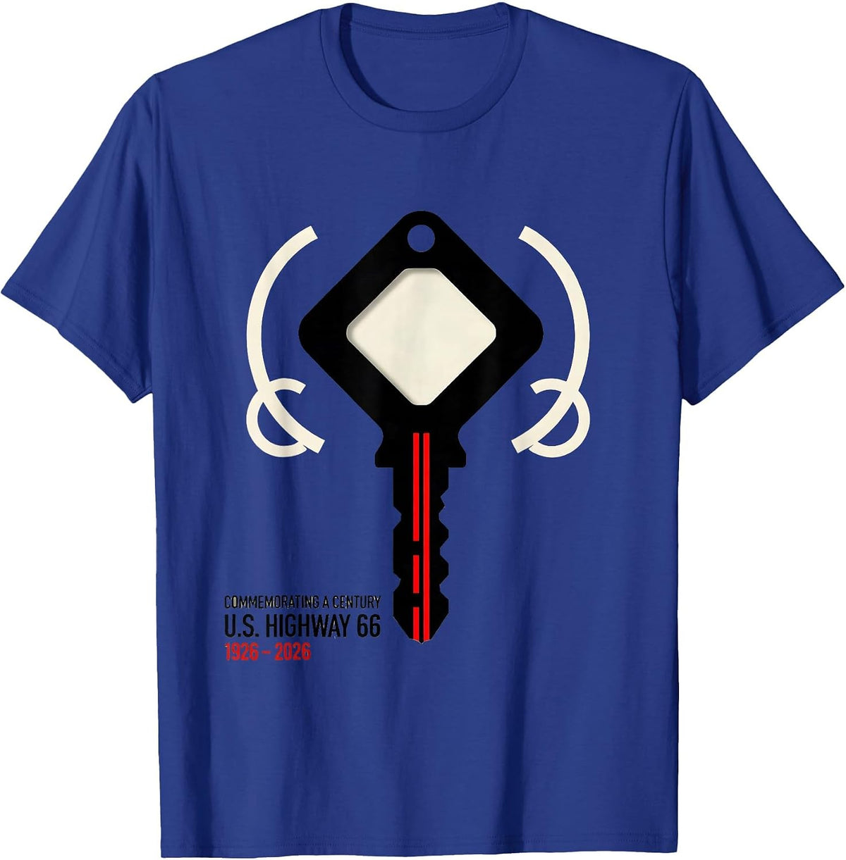 Men's Commemorating A Century — U.S. Highway 66 — 1926-2026 T-Shirt - Royal Blue