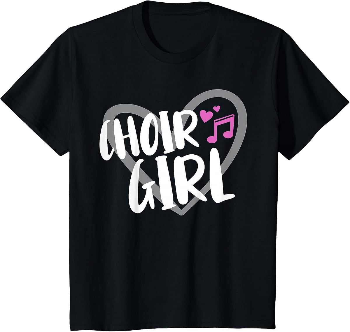 Choir Girl Heart Singing T-Shirt - Black