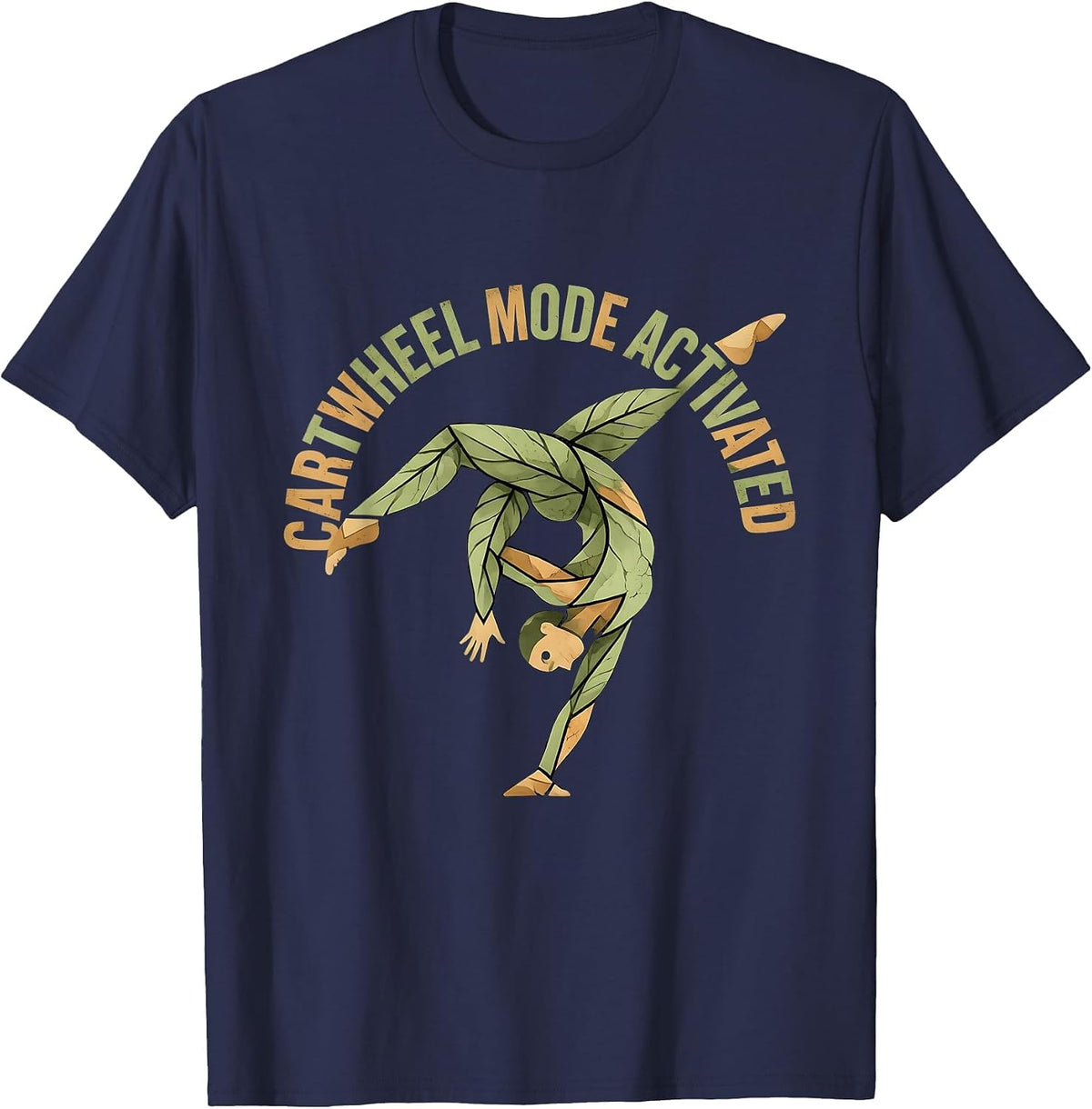 Cartwheel Mode Activated Fun Gymnastics Design T-Shirt - Navy Blue