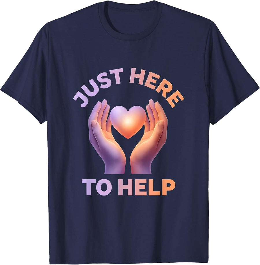 Just Here to Help Counselor Graphic Design T-Shirt - Navy Blue