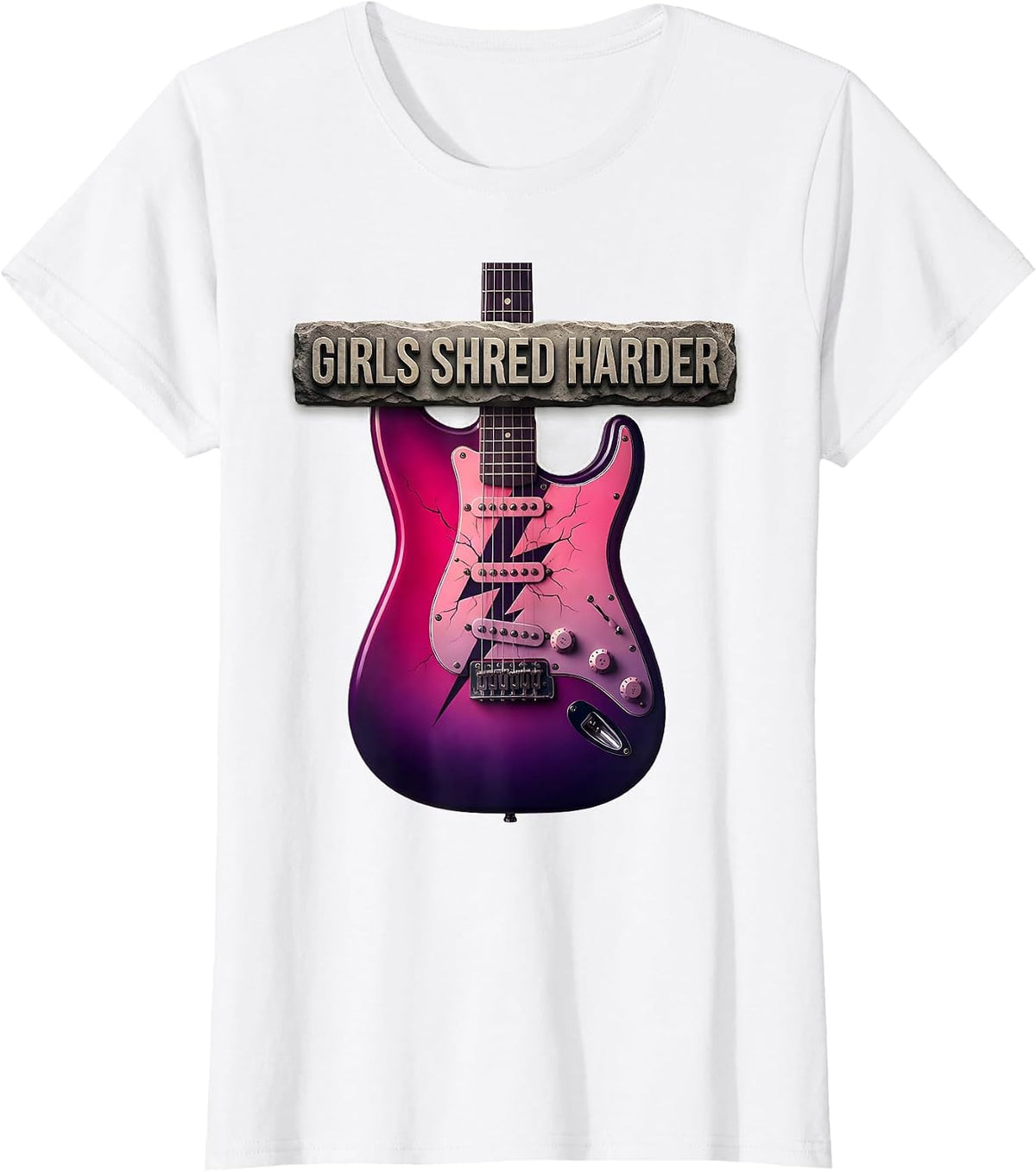 Girls Shred Harder Rock Band Graphic Design T-Shirt - White