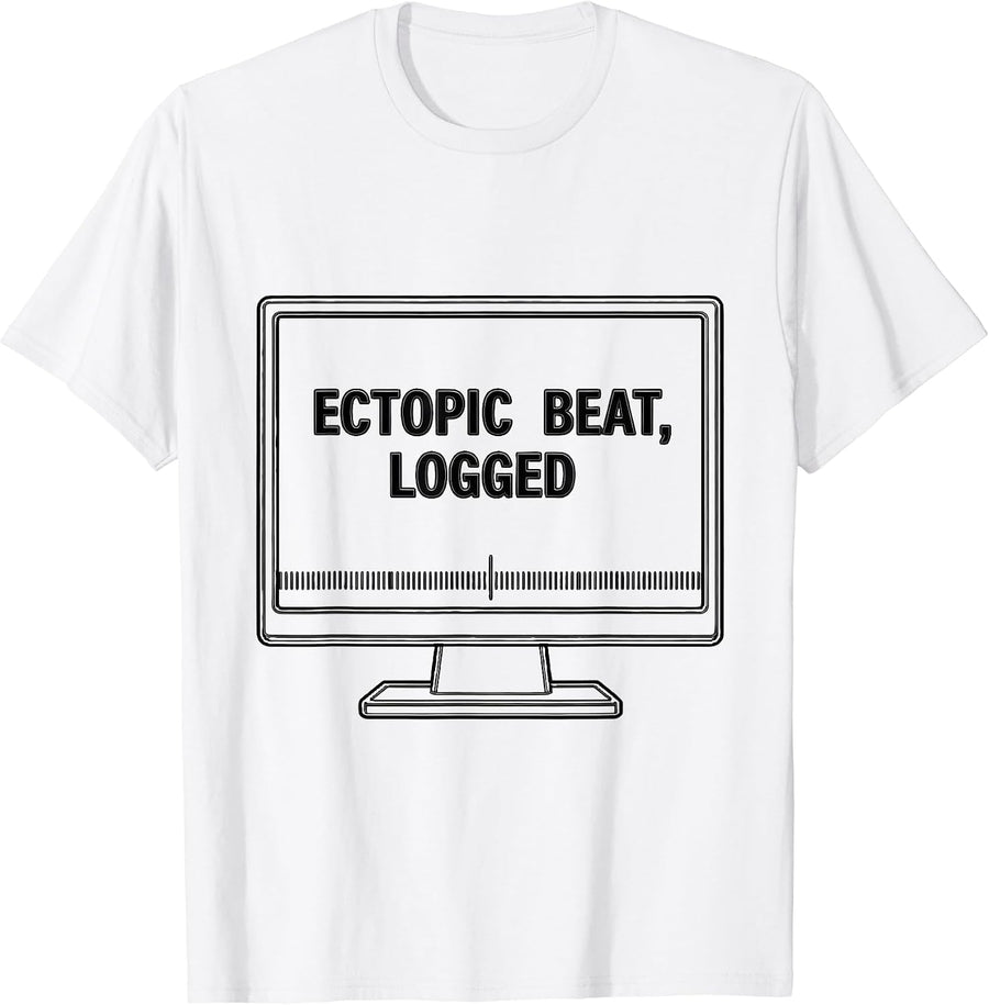 Men's Ectopic Beat, Logged Funny Cardiology Cardiac Nurse EKG T-Shirt - White
