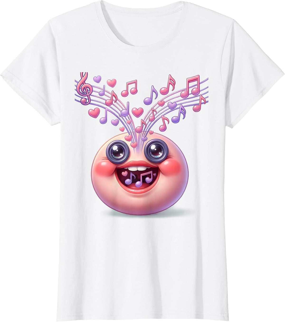 Women's Musical Notes Flowing From Open Mouth Graphic T-Shirt - White