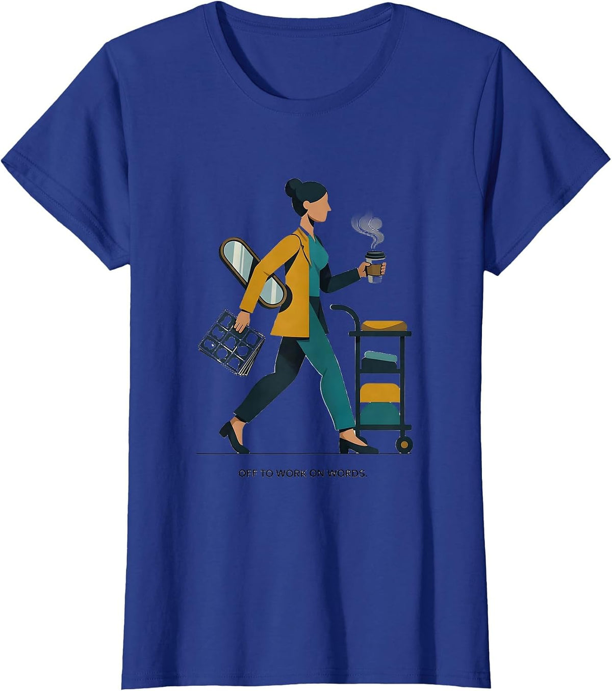 Women's Off To Work On Words Midcentury Modern Therapy Humor T-Shirt - Royal Blue