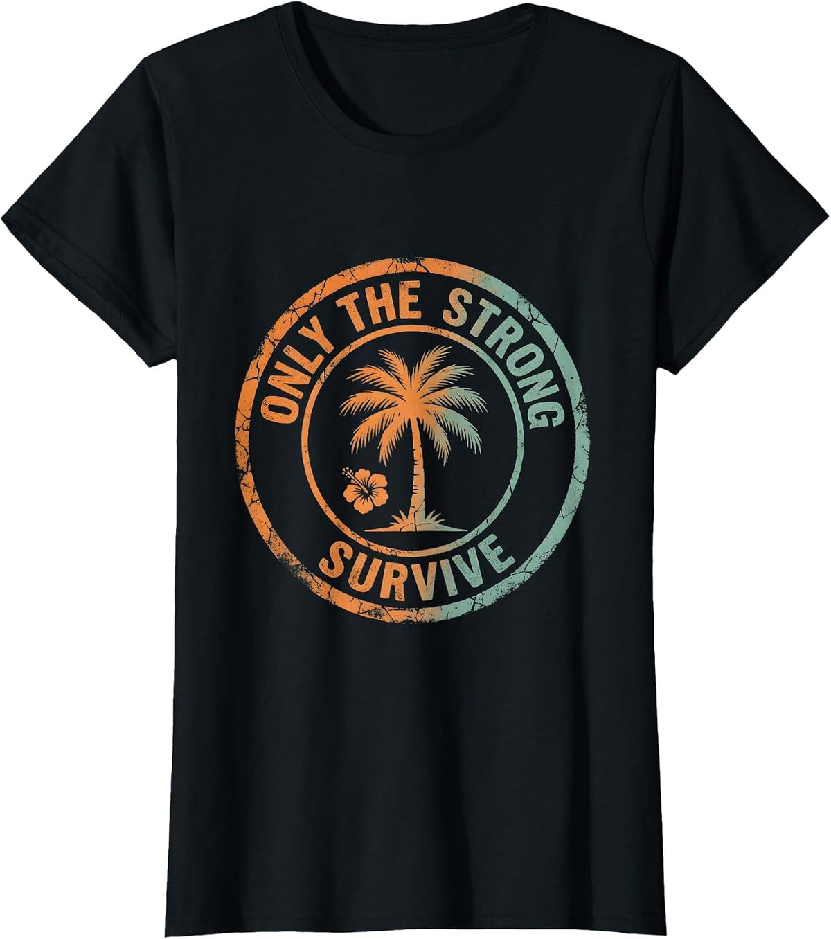 Only The Strong Survive Bold Graphic Design T-Shirt - Black