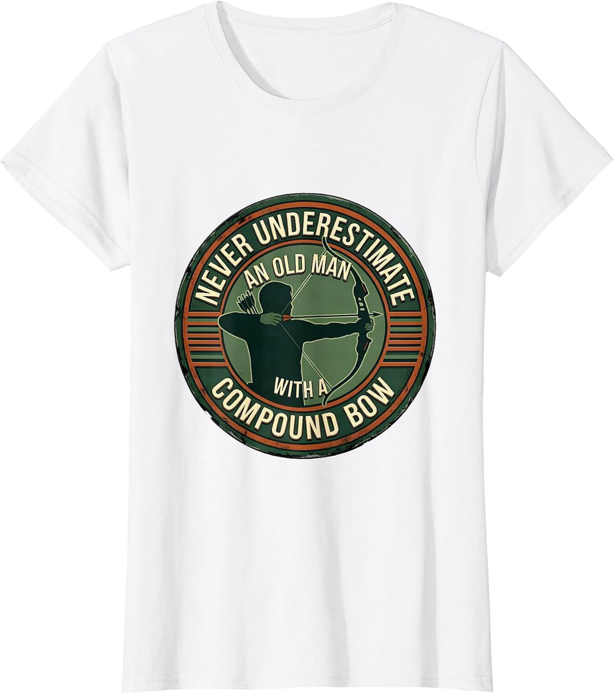 Women's Never Underestimate An Old Man With A Compound Bow Vintage T-Shirt - White