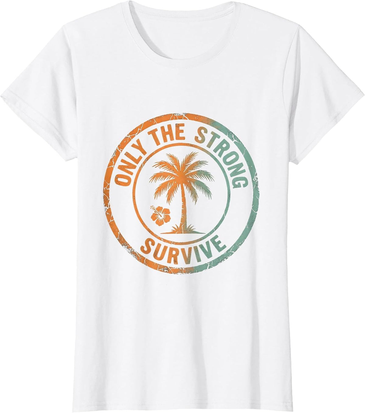 Only The Strong Survive Bold Graphic Design T-Shirt - White