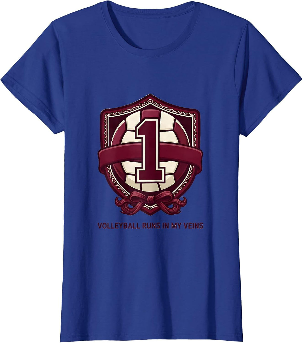 Women's Volleyball Runs In My Veins Sports Design T-Shirt - Royal Blue
