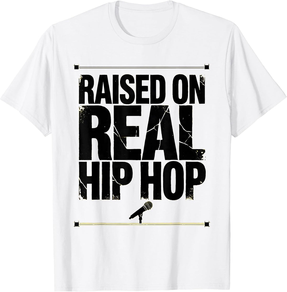 Men's Raised On Real Hip Hop Vintage 90s Golden Era Rap Lyric T-Shirt - White