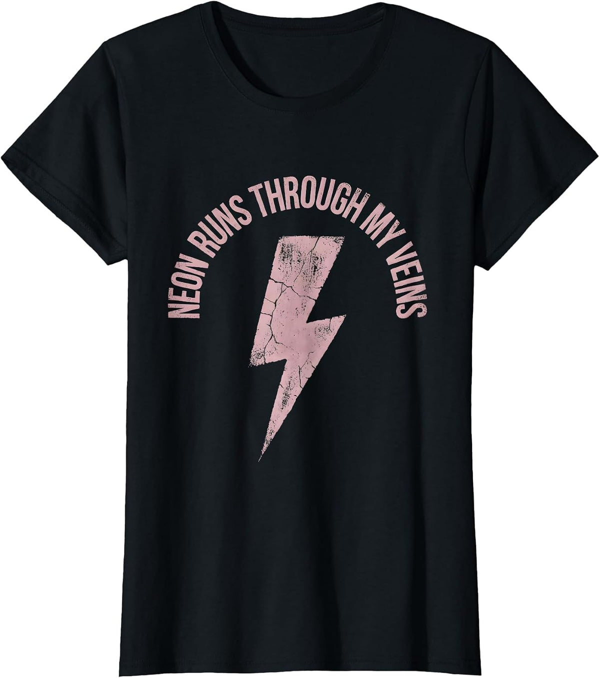 Neon Runs Through My Veins 80s Retro Design T-Shirt - Black