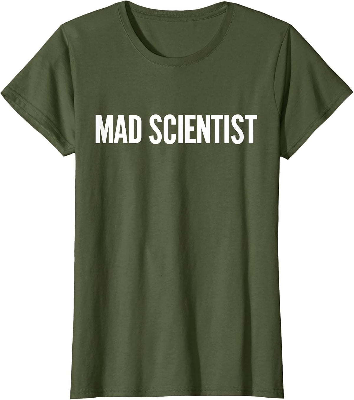 Mad Scientist Costume Funny Halloween Chemistery Nerd T-Shirt - Olive Green