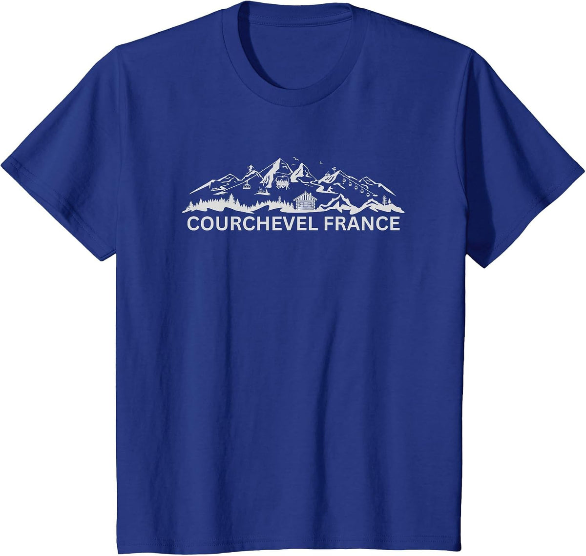 Courchevel France Ski Resort Mountain Silhouette T-Shirt - Royal Blue