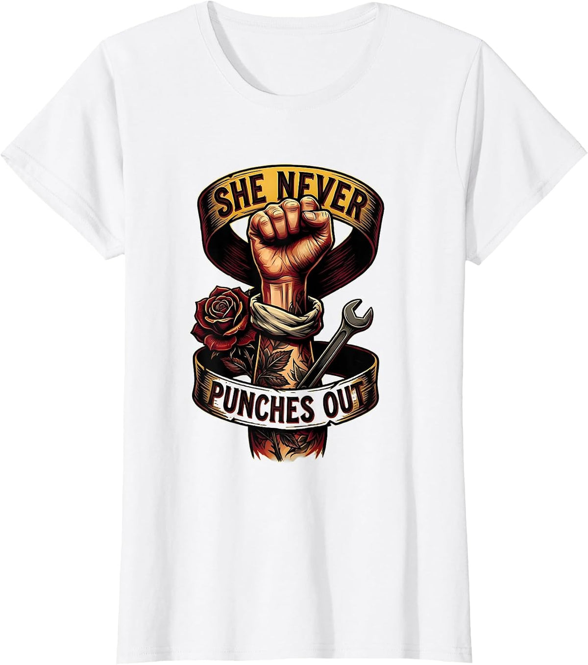 She Never Punches Out Labor Day Tribute Design T-Shirt - White