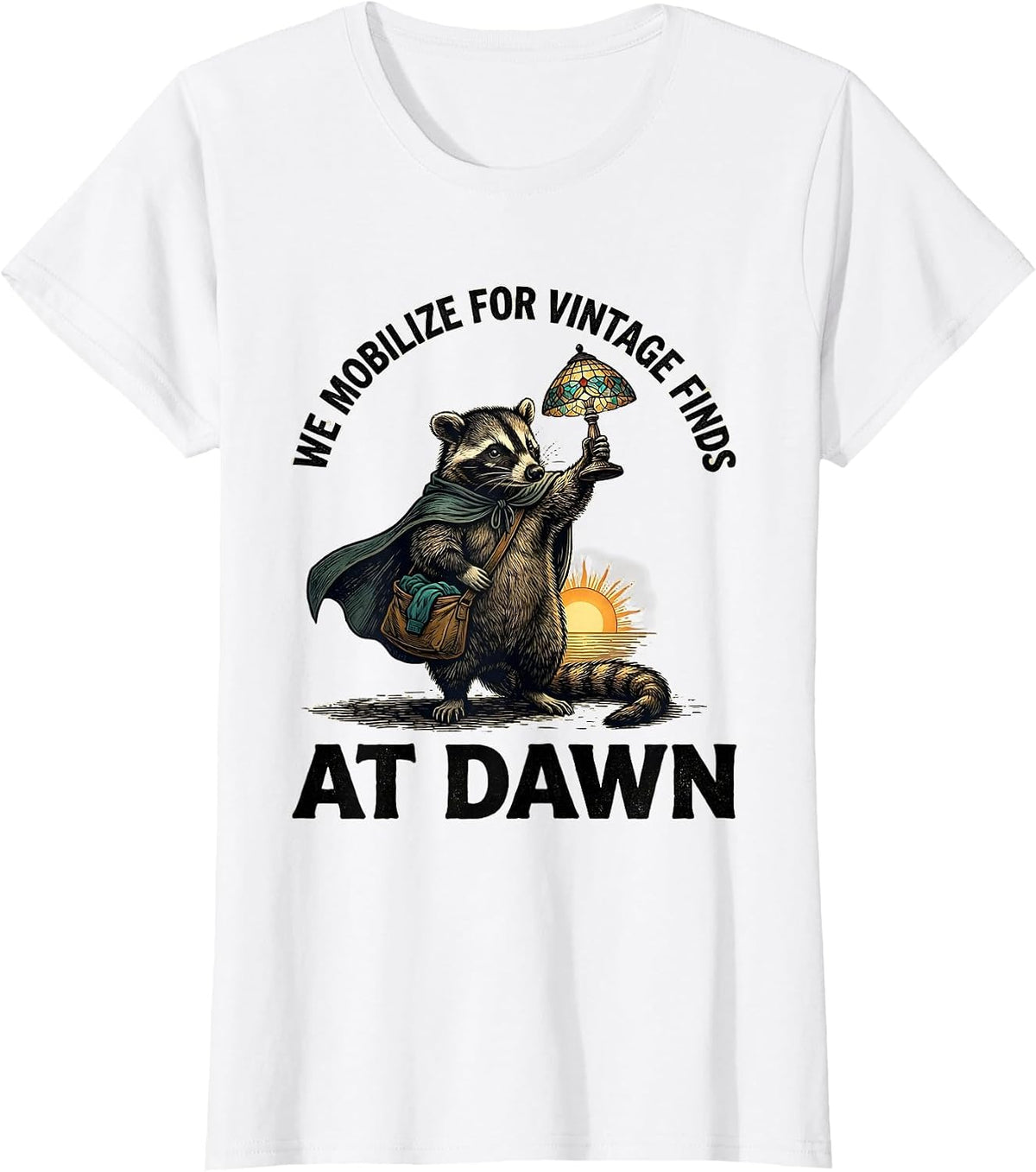 Women's We Mobilize For Vintage Finds At Dawn Funny Opossum T-Shirt - White