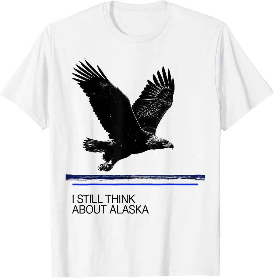 Men's I Still Think About Alaska Vintage Eagle Alaska Travel T-Shirt - White