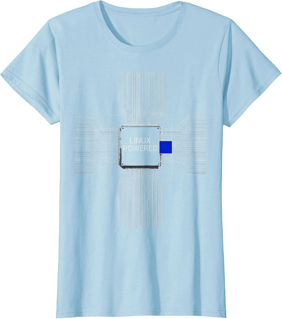 Women's Linux Powered Swiss International Geek Gift for Programmers T-Shirt - Baby Blue