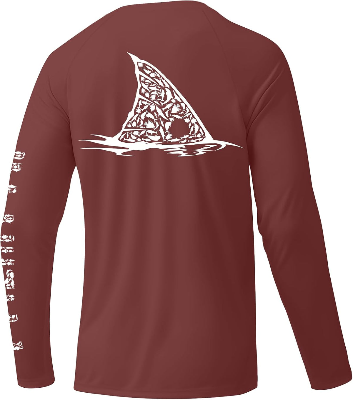 Palmyth Men UPF 50+ Fishing Shirts Long Sleeve Quick Dry Tee - Vermilion \/ Redfish