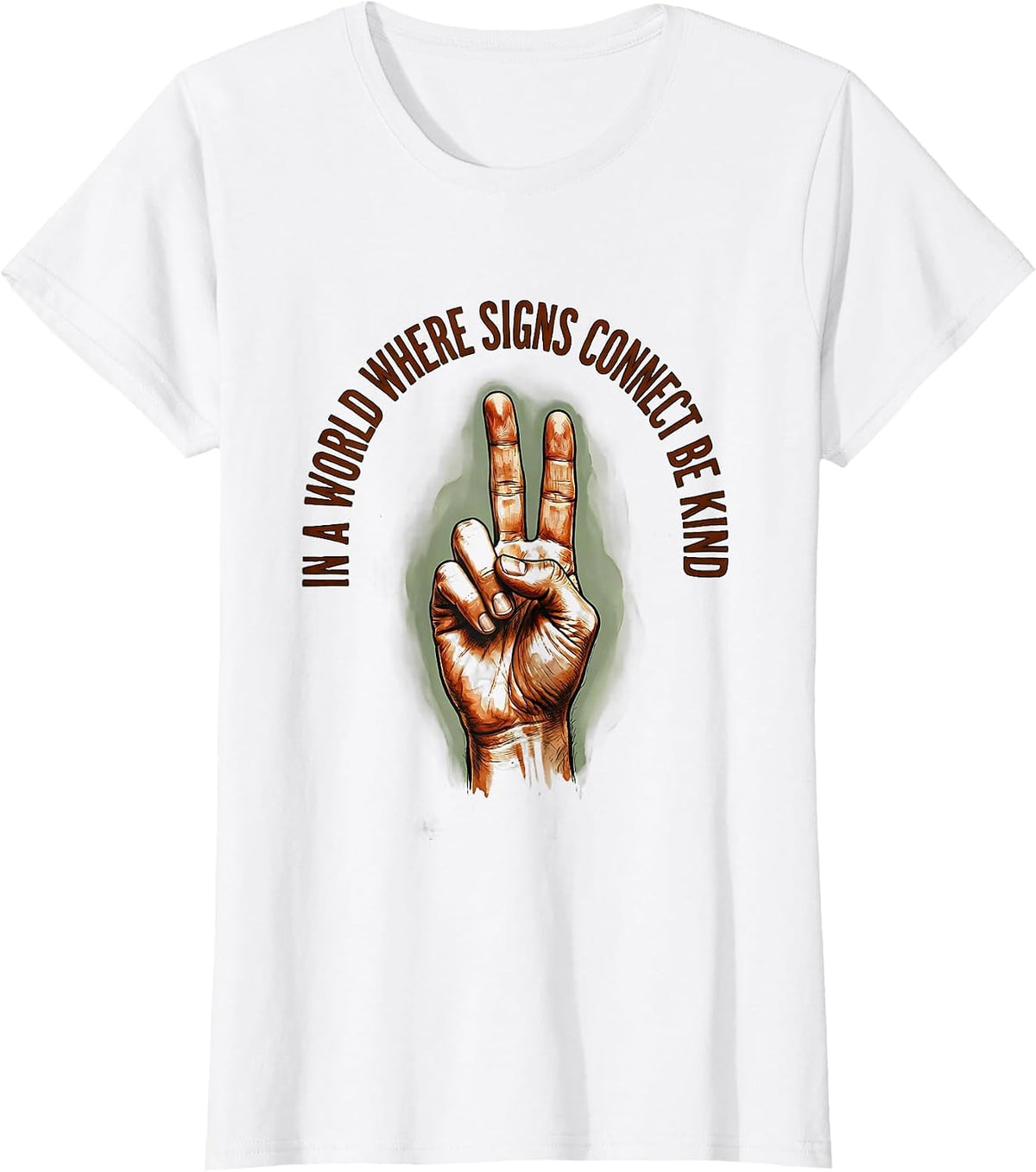 In A World Where Signs Connect Be Kind Vintage ASL Teacher T-Shirt - White
