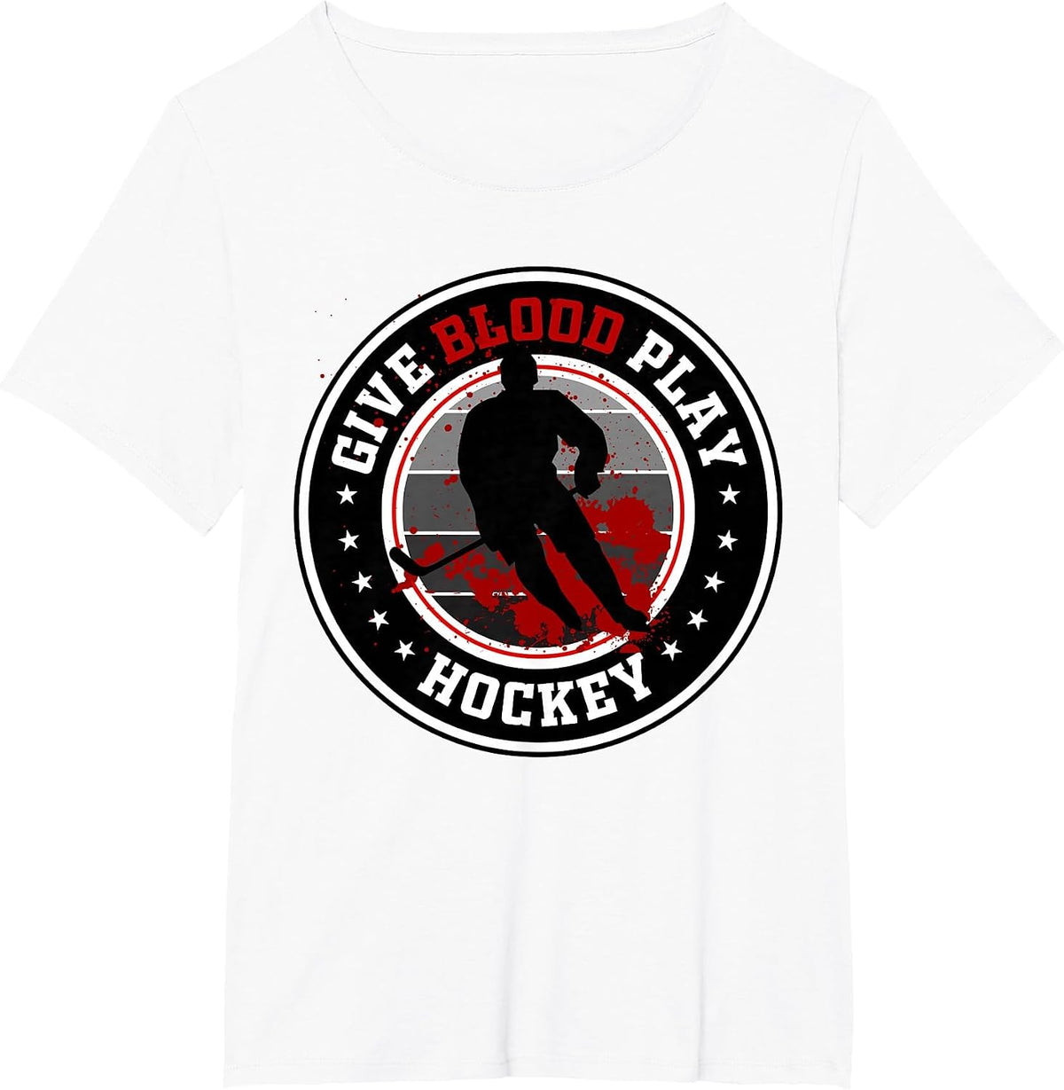 Hockey boy Stuff or Give Blood Play Hockey White T-Shirt - White
