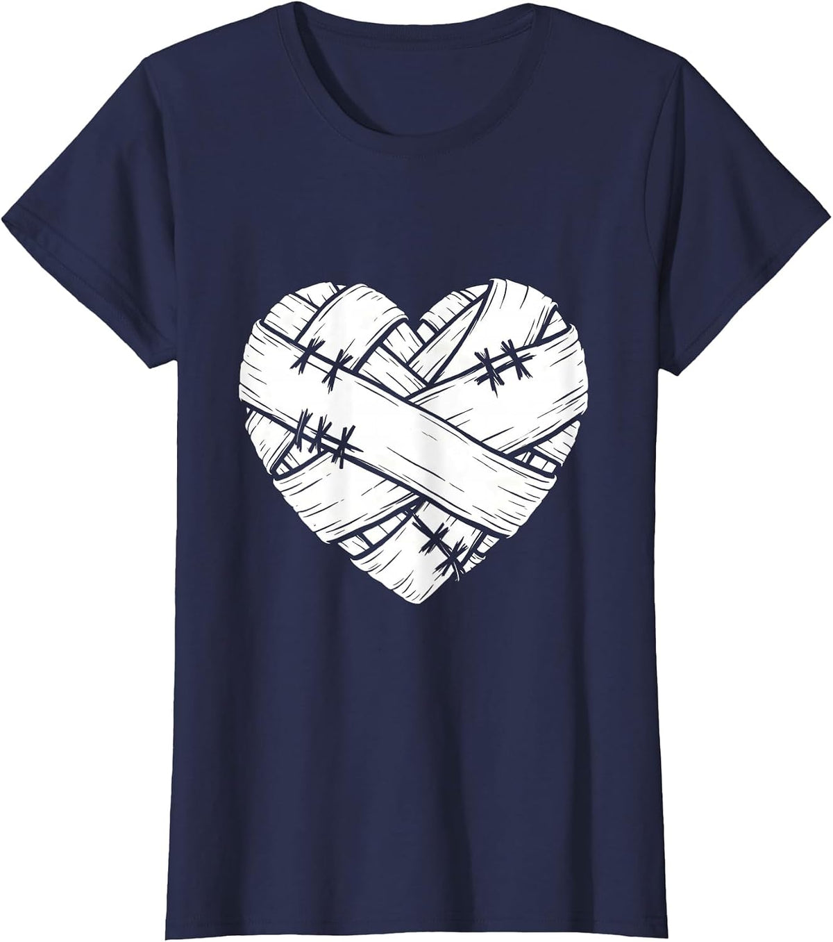 Women's Social Worker Healing Heart Bandage Graphic T-Shirt - Navy Blue