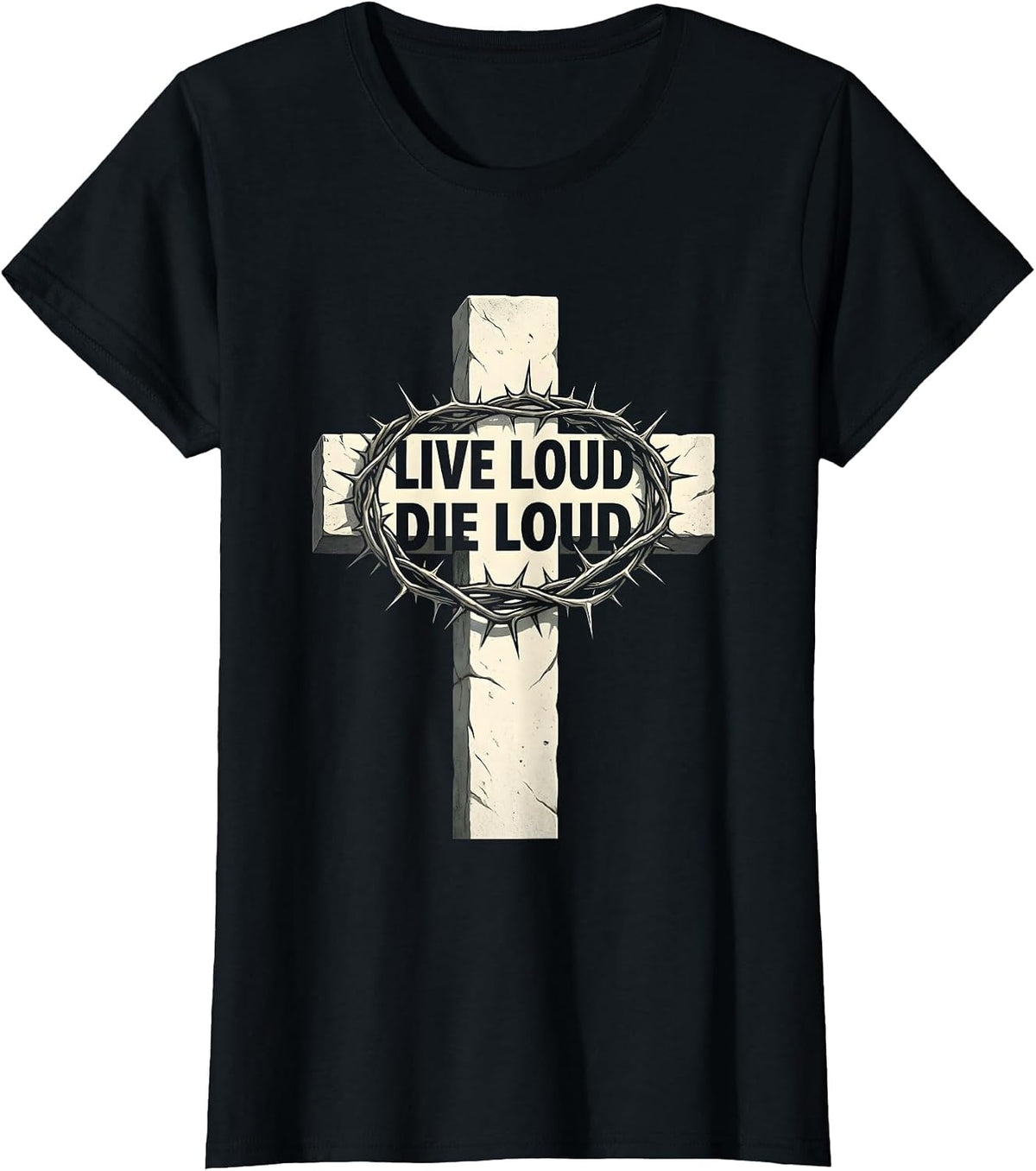 Live Loud Die Loud Heavy Metal Graphic Design T-Shirt - Black