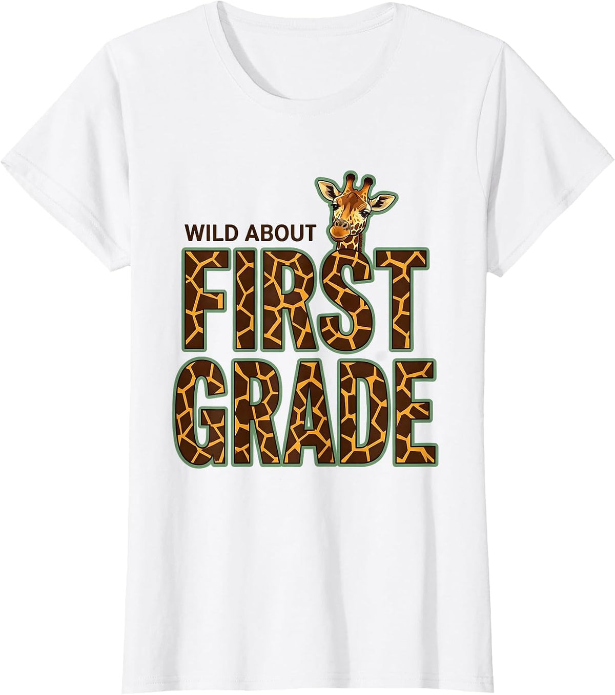 Wild About First Grade Playful Teacher Animal Print School T-Shirt - White