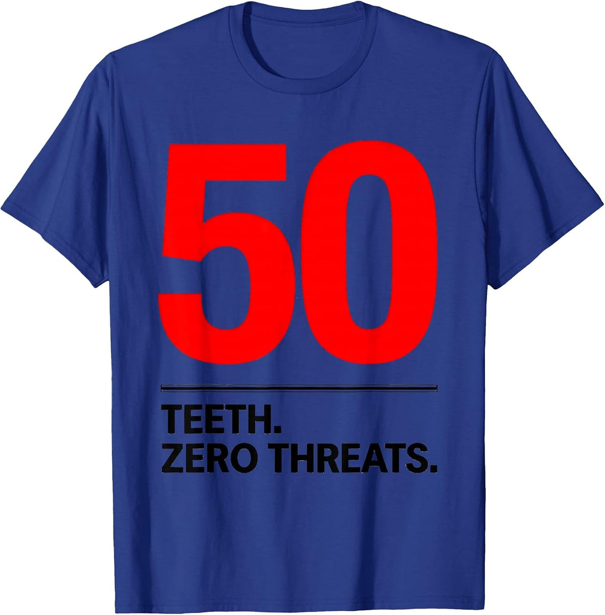 50 Teeth Zero Threats Funny Opossum Meme Graphic T-Shirt - Royal Blue
