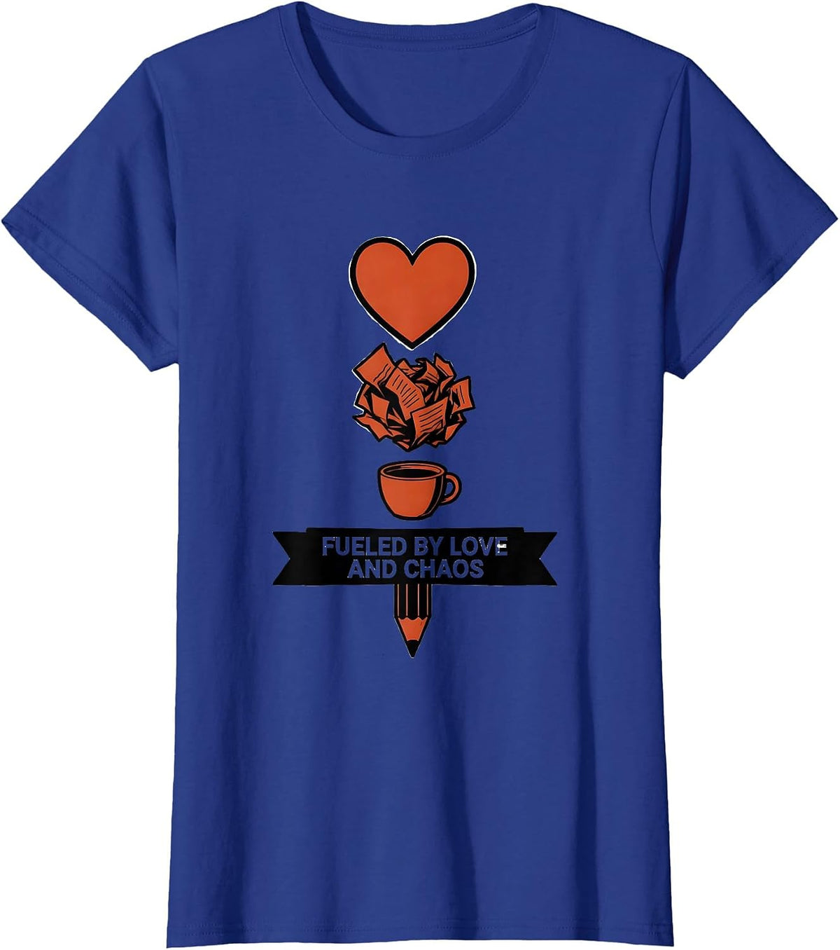 Women's Fueled by Love and Chaos Sped Teacher Design T-Shirt - Royal Blue