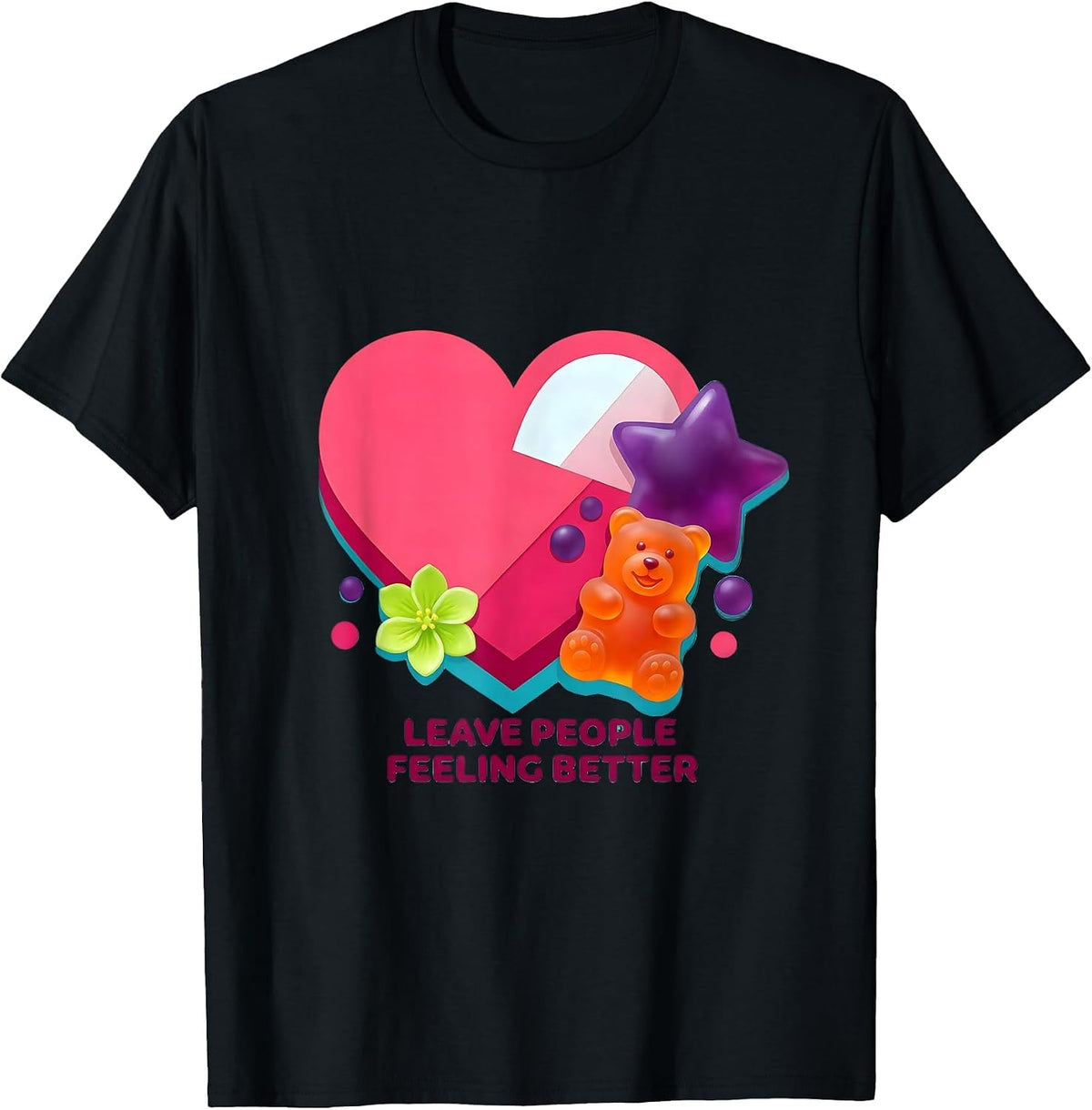 Men's Leave People Feeling Better Kindness Design T-Shirt - Black