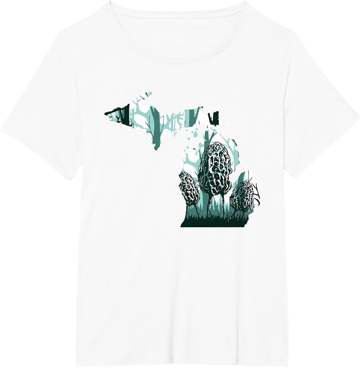 Michigan Map Morel Mushroom Hunting Shrooming Morels Fungi T-Shirt - White