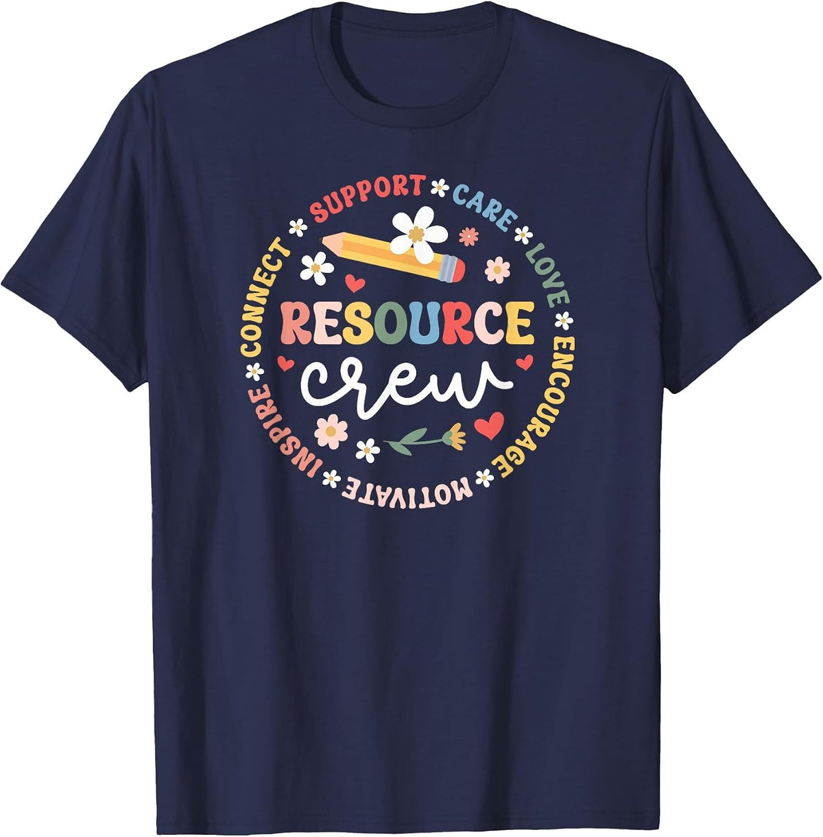 Resource Crew Appreciation Circle Resource Teacher Team T-Shirt - Navy Blue