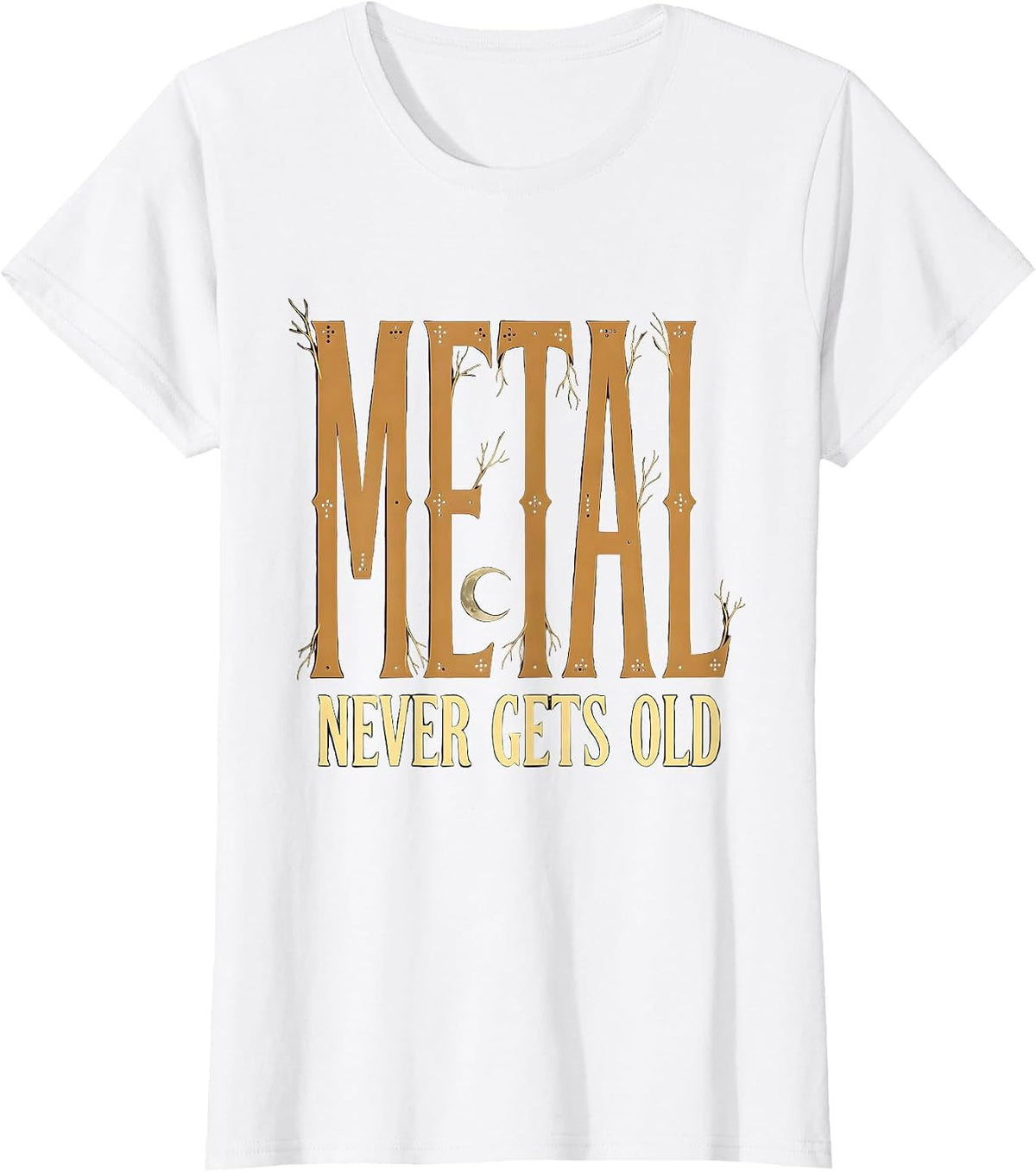 Metal Never Gets Old Rock Music Graphic Design T-Shirt - White