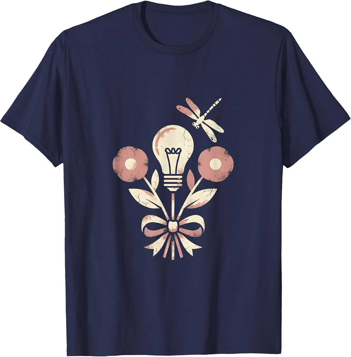 Labor Day Electrician Wiring Light Bulb Graphic T-Shirt - Navy Blue