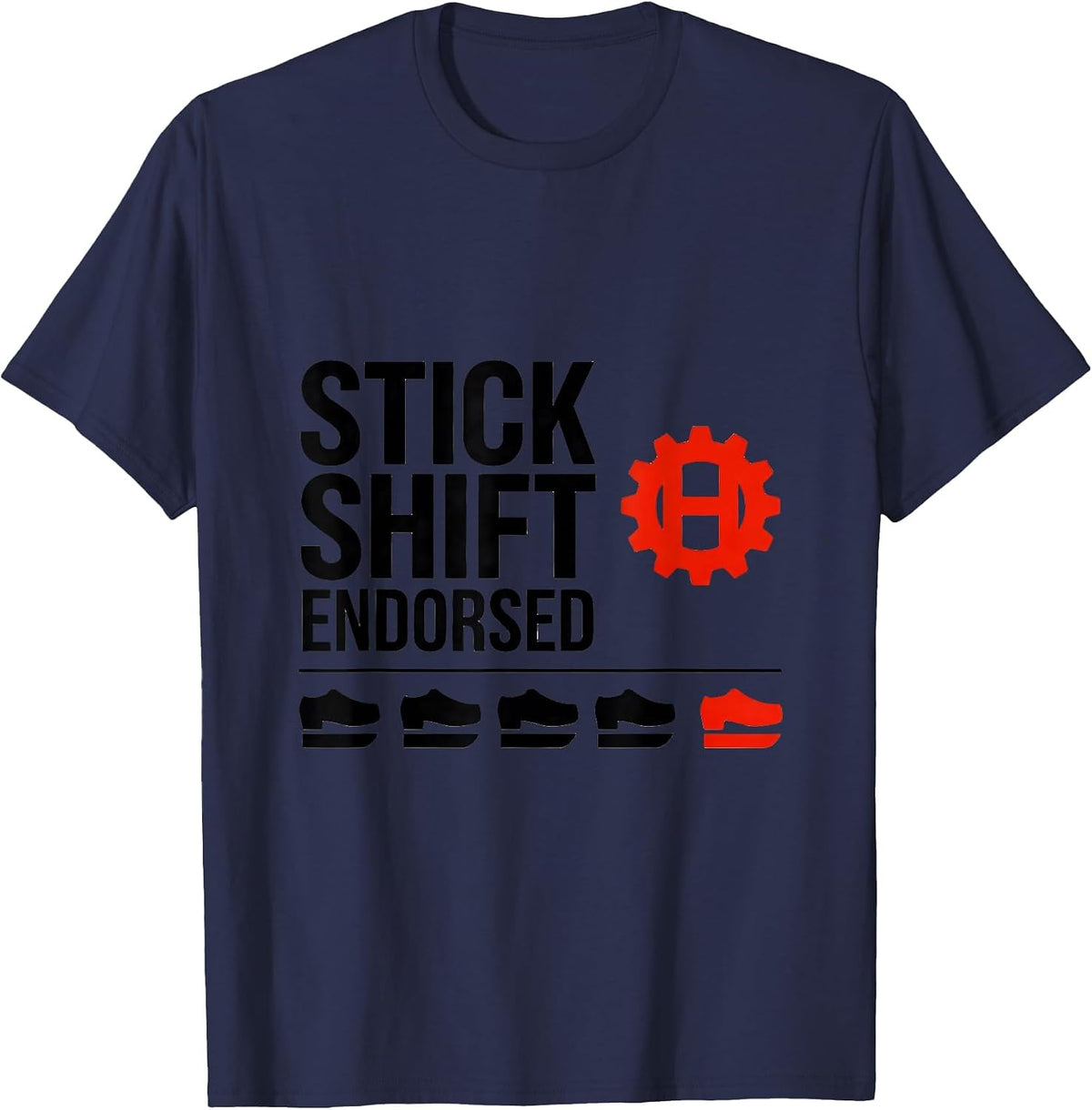 Stick Shift Endorsed Swiss International Car Guy Mechanic T-Shirt - Navy Blue