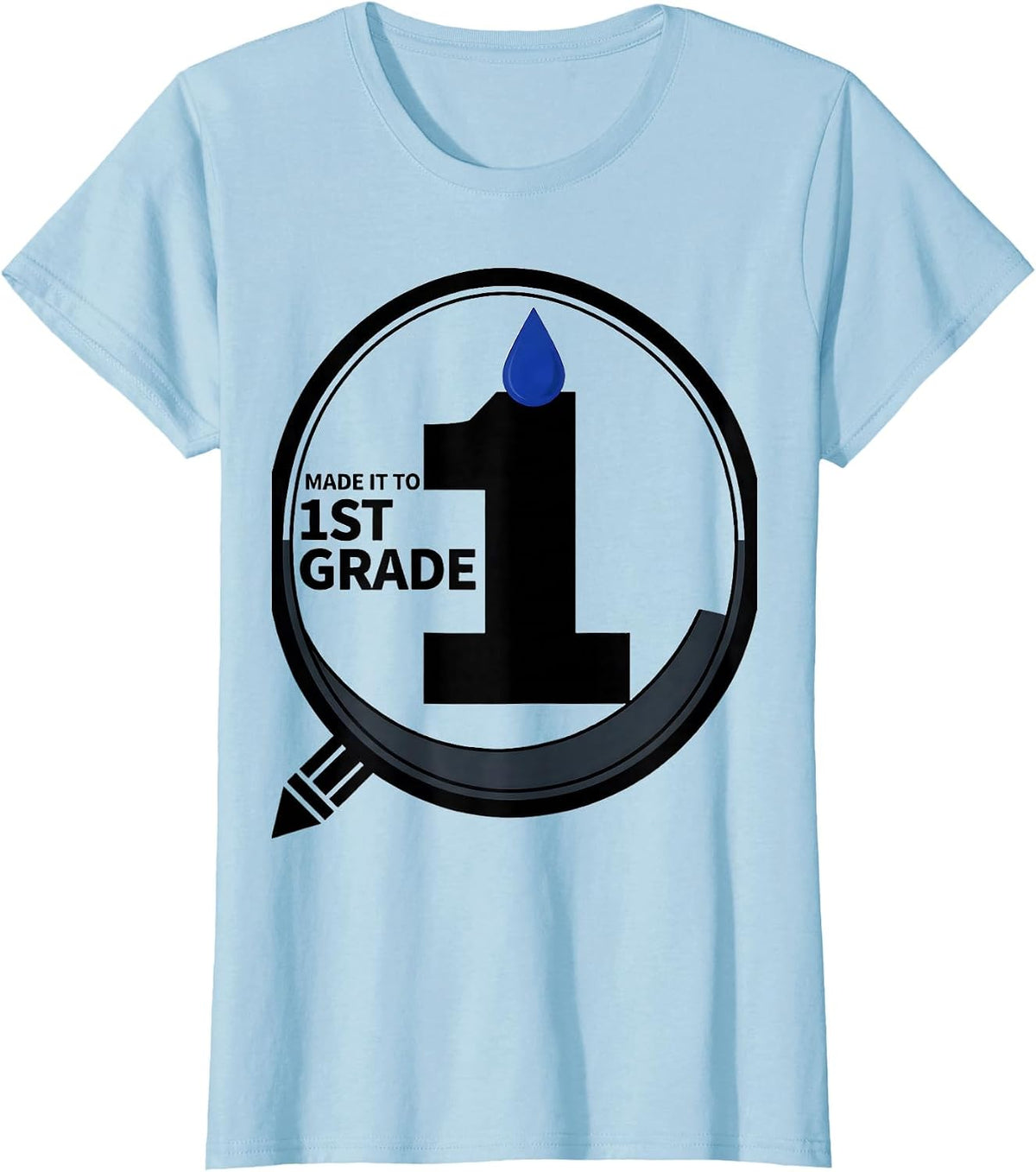 Made It To 1st Grade Groovy Back To School First Day of T-Shirt - Baby Blue