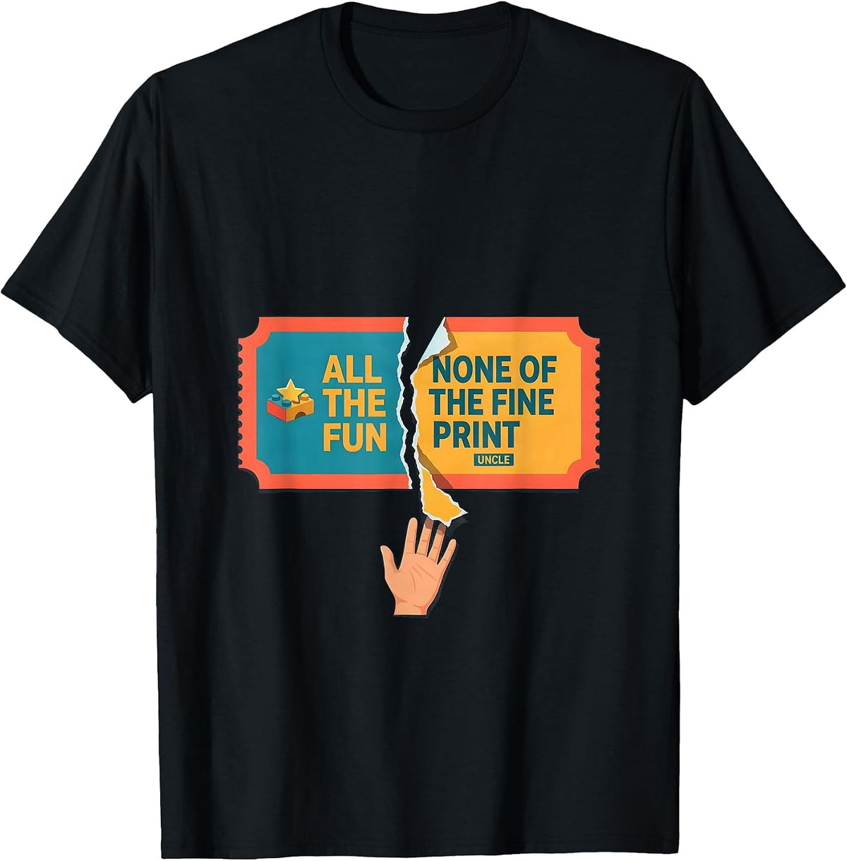 Men's All The Fun None Of The Fine Print Uncle Funny T-Shirt - Black