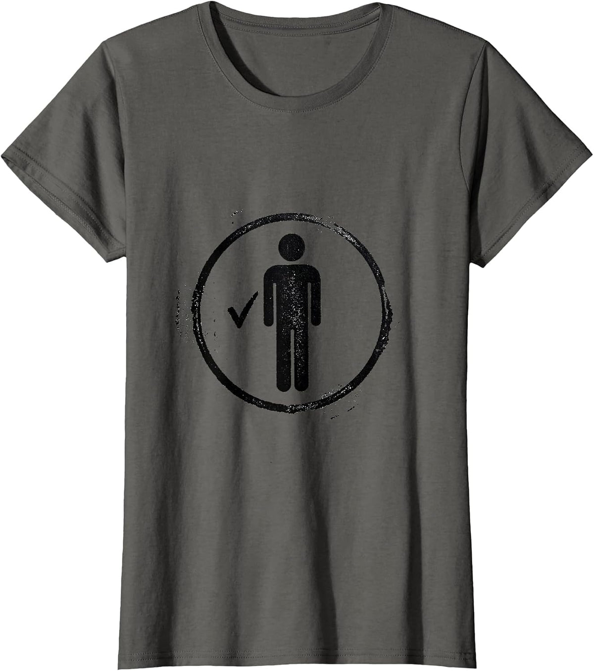 Women's Rubber Stamp Verified Silhouette Funny Novelty Gift T-Shirt - Asphalt Grey