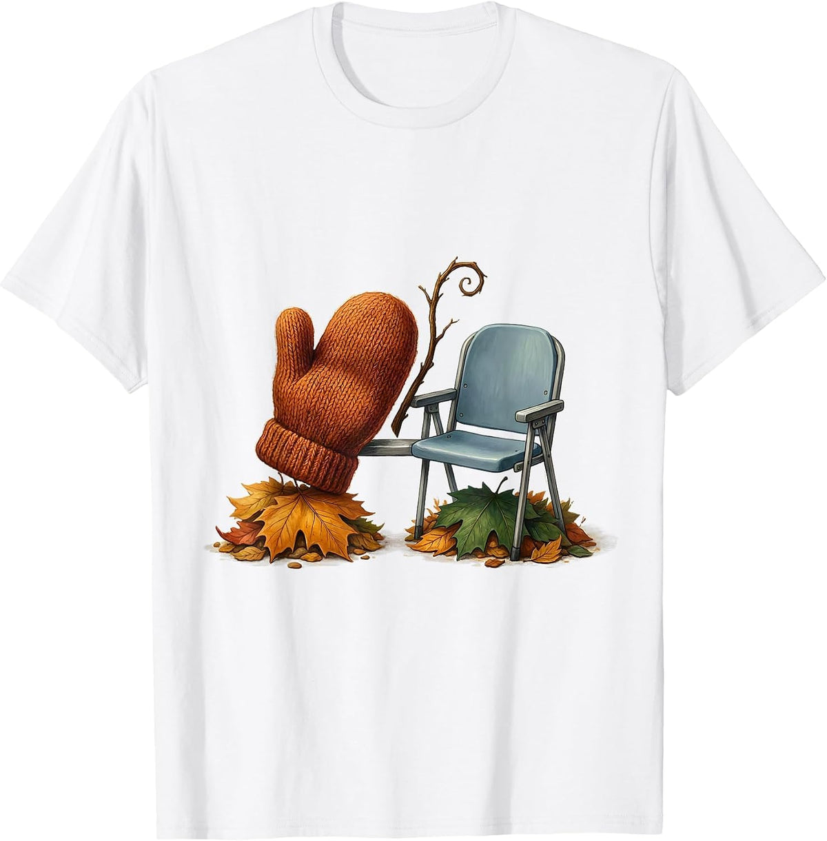 Cozy Knit Mitten Autumn Stadium Seat Storybook T-Shirt - White