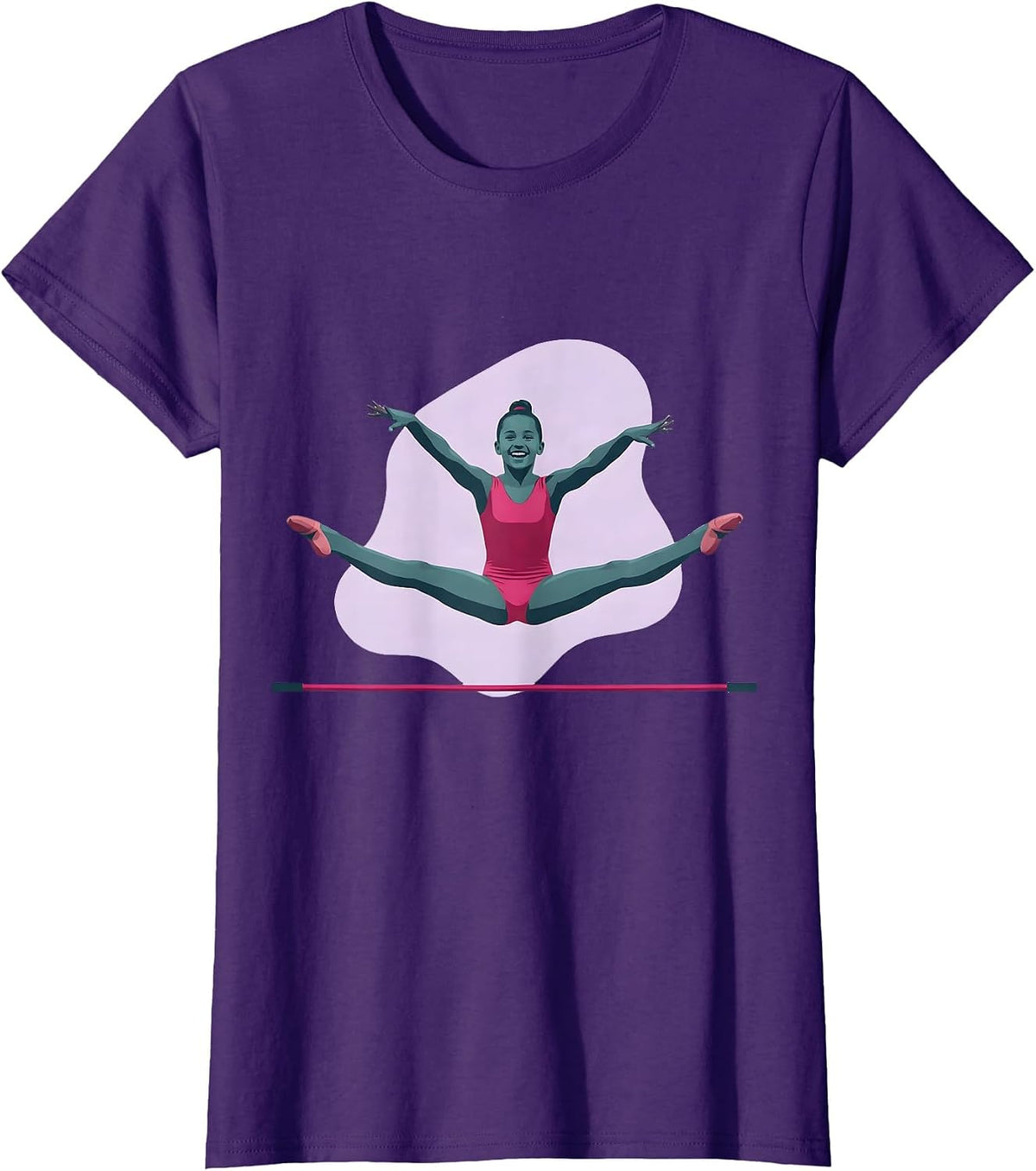Women's Straddle Jump Gymnastics Silhouette Kids Athlete Gift T-Shirt - Purple