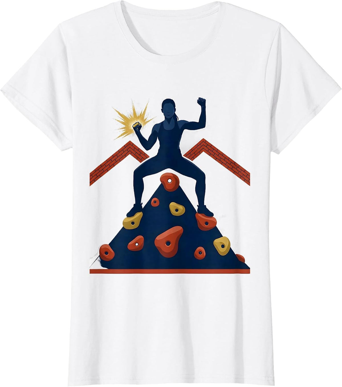 Women's Bouldering Woman Climber Victory Pose Humor T-Shirt - White