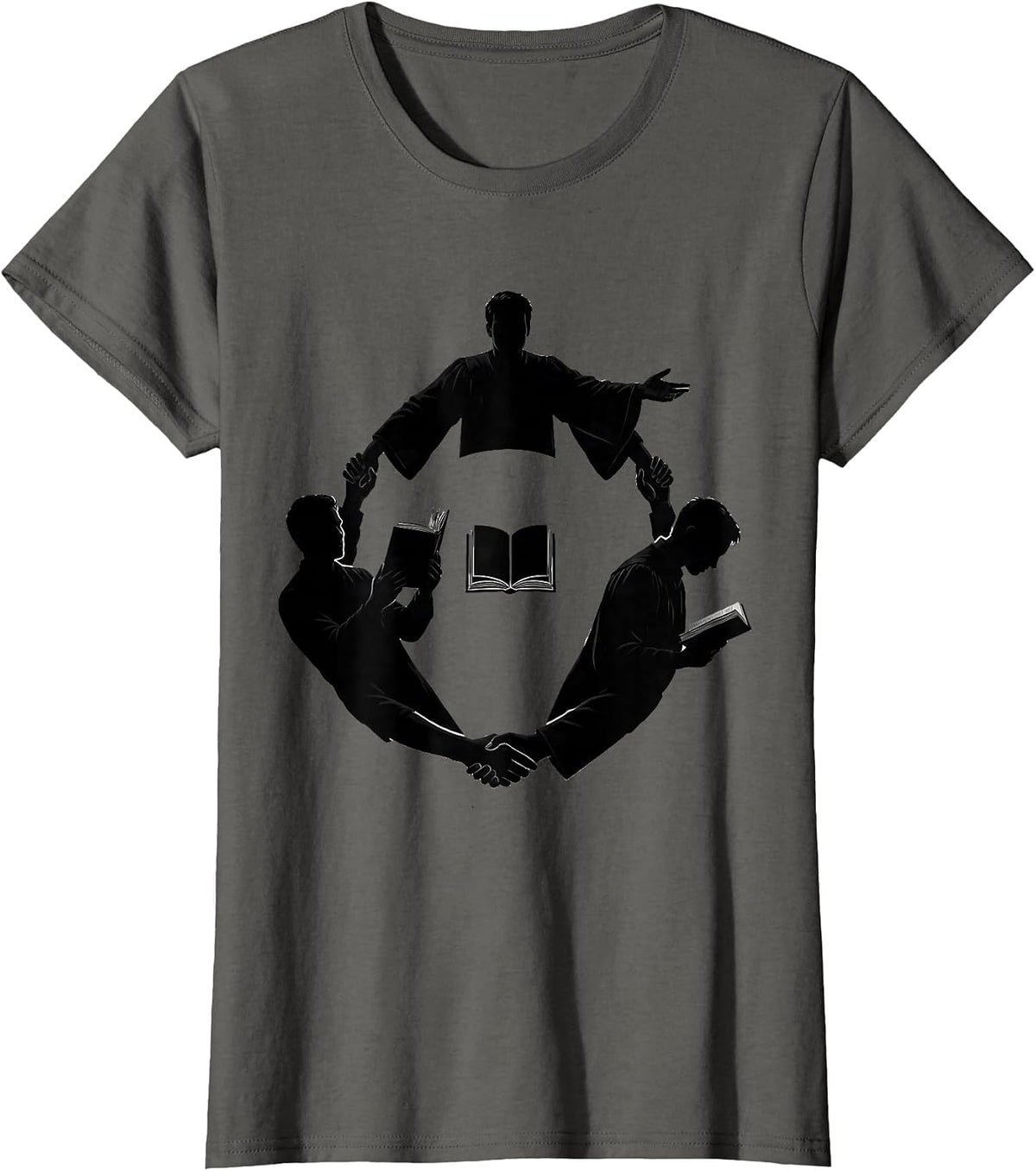Women's Three Silhouettes Unity Circle Black History Month Heritage T-Shirt - Asphalt Grey
