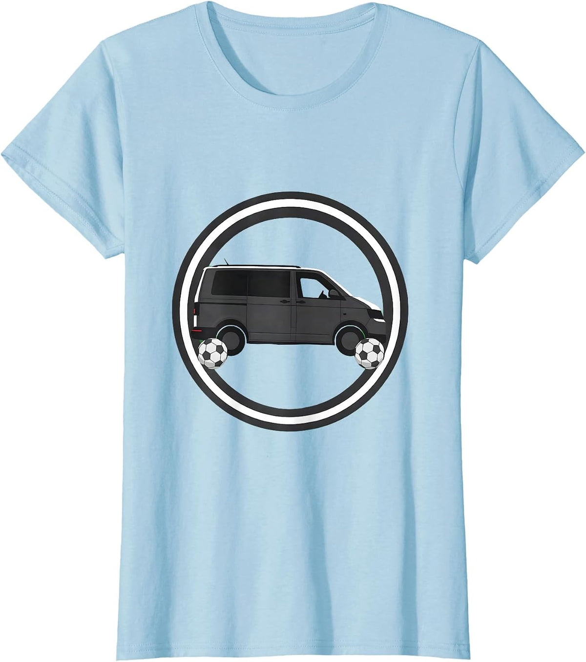 Soccer Dad Minivan Bumper Sticker Graphic T-Shirt - Baby Blue