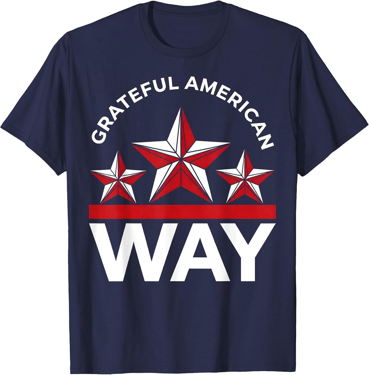 Grateful American Way Memorial Day Patriotic Design T-Shirt - Navy Blue
