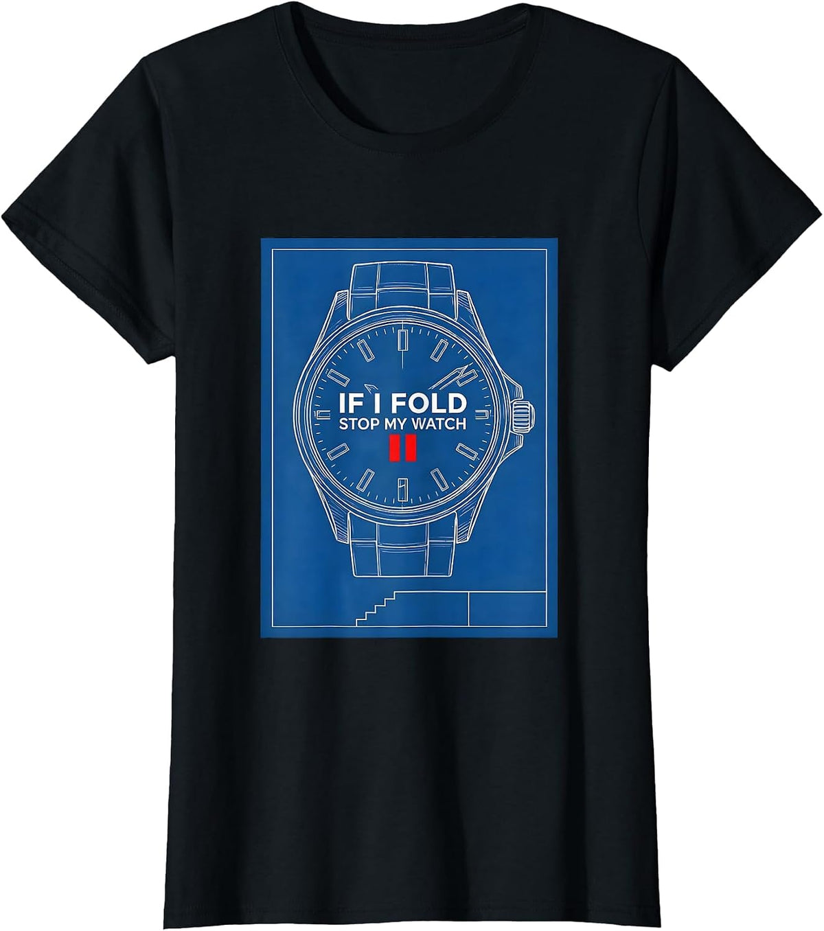 Women's If I Fold, Stop My Watch Funny Runner Marathon Gift T-Shirt - Black