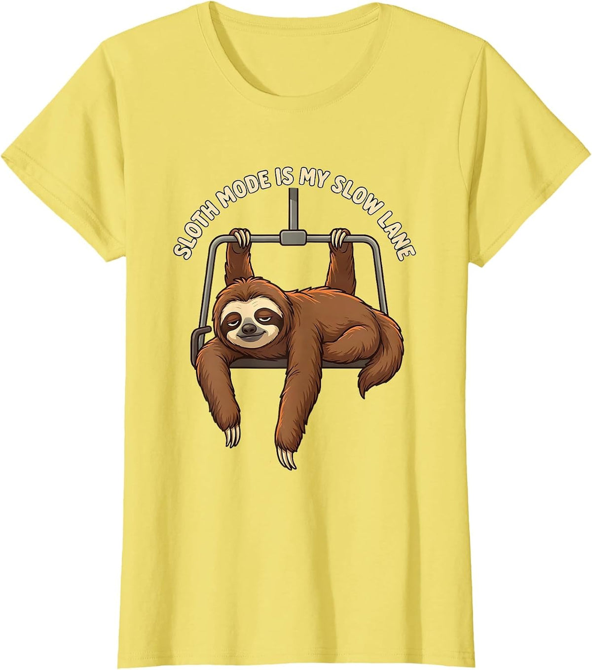 Sloth Mode Is My Slow Lane Funny Sloth Lover Humor T-Shirt - Lemon Yellow