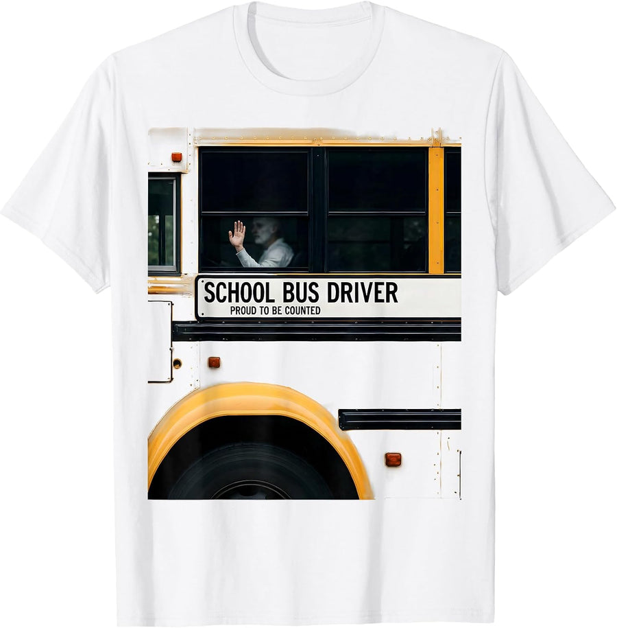 Men's School Bus Driver Proud To Be Counted Transportation Squad T-Shirt - White
