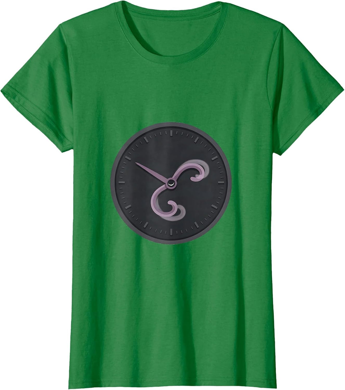 Cat Tail Clock Whimsical Literary Wonderland Fan T-Shirt - Kelly Green