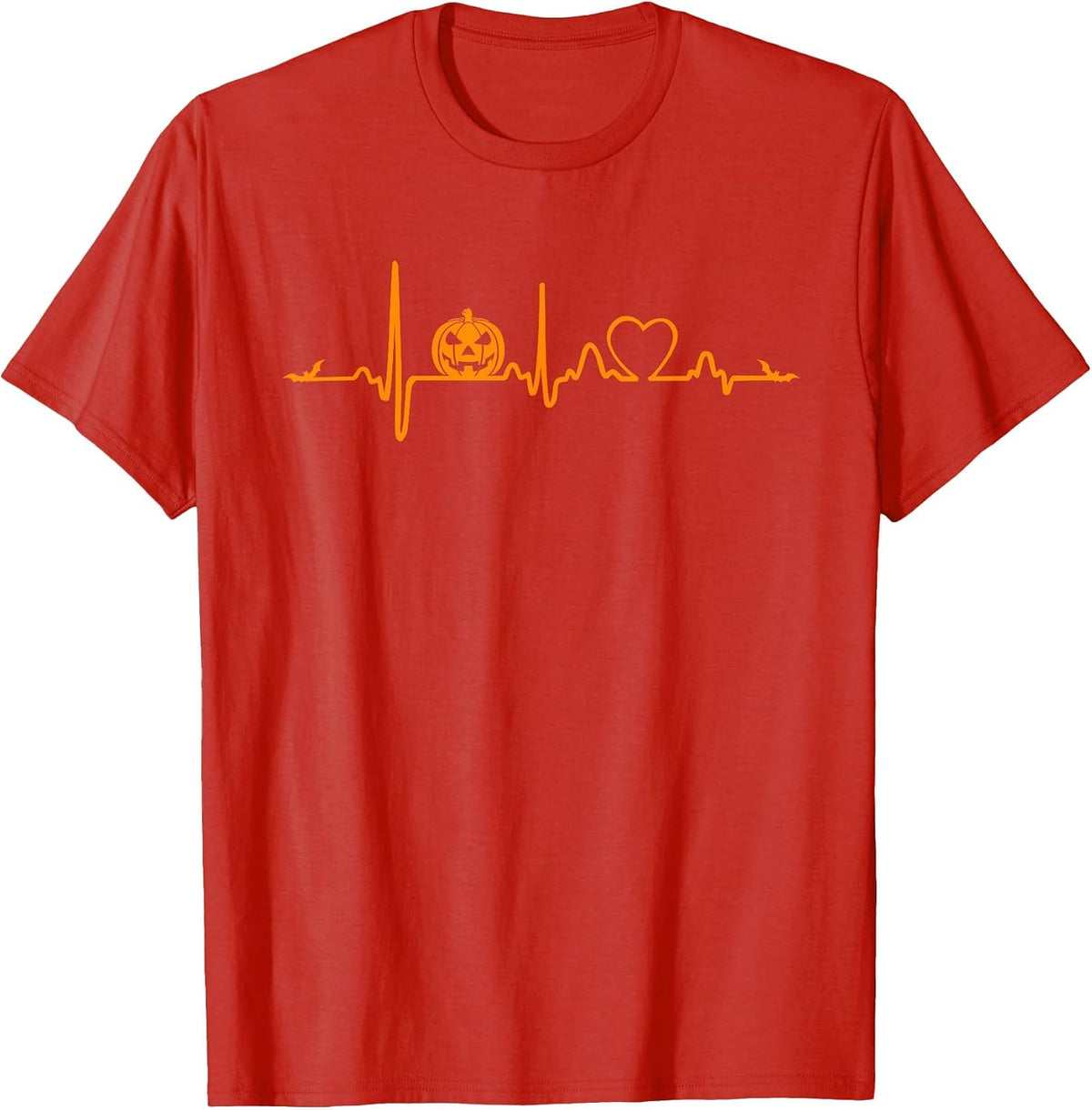Pumpkin Heartbeat Halloween T-Shirt - Red