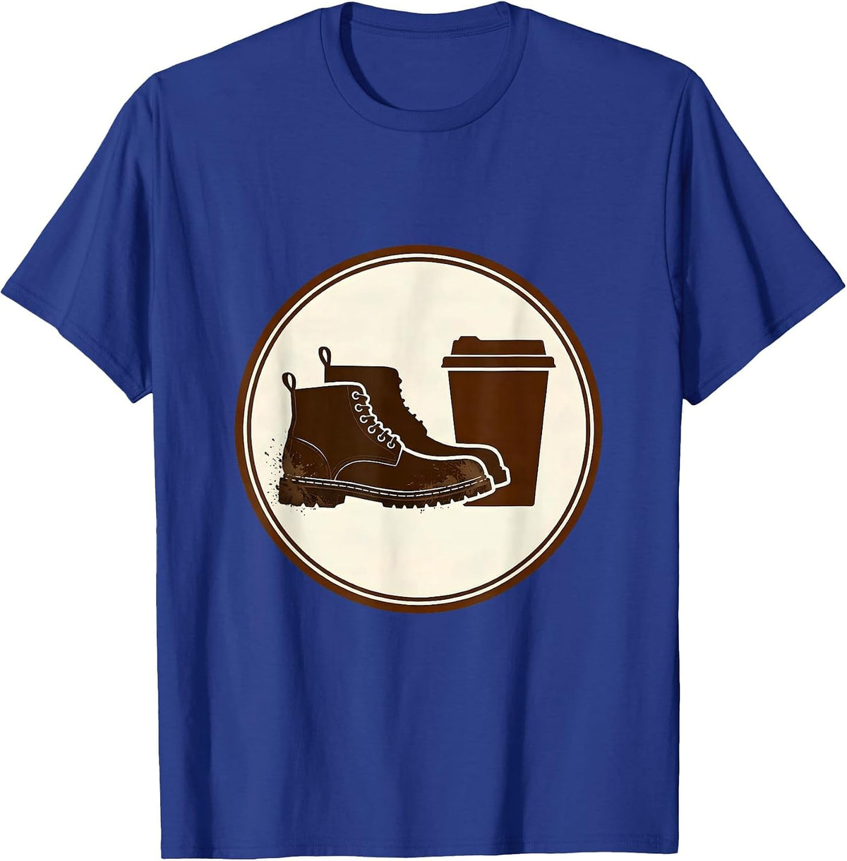 Soccer Dad Muddy Boots and Coffee Illustration T-Shirt - Royal Blue