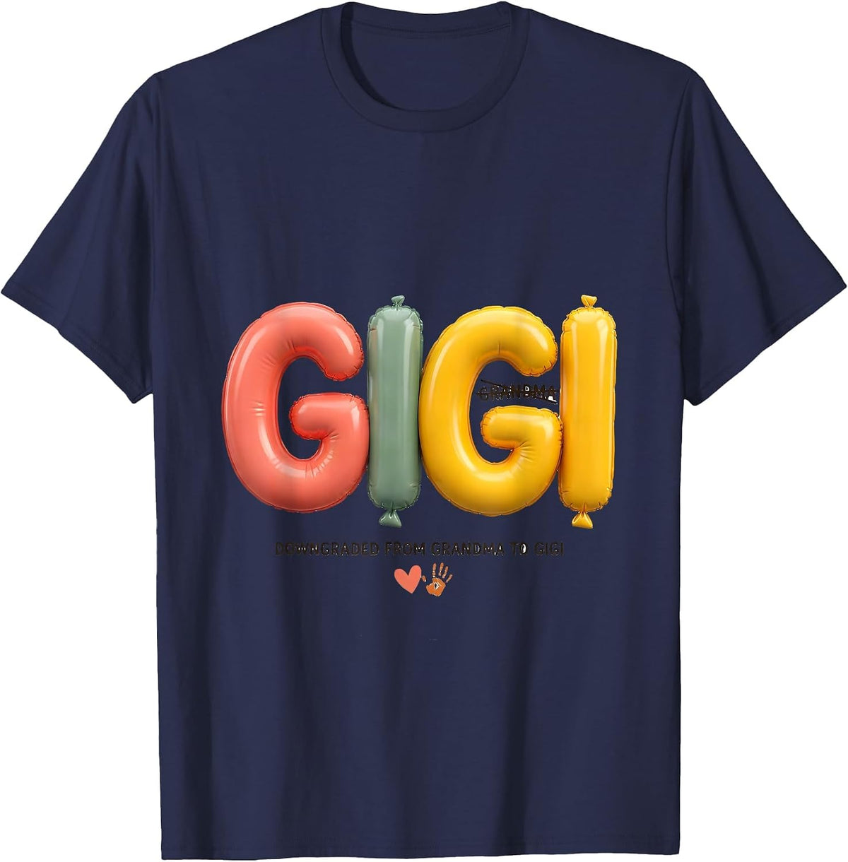 Downgraded From Grandma To Gigi Funny Grandmother Family T-Shirt - Navy Blue